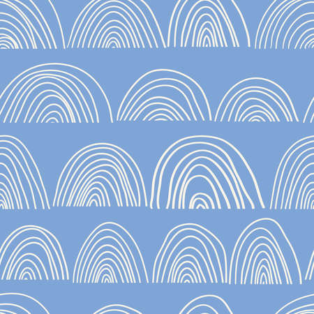 Seamless pattern with rainbow. Hand drawn illustration for kids. Pattern in cartoon style for poster, fabric, wallpaper, textile. Vectorのイラスト素材