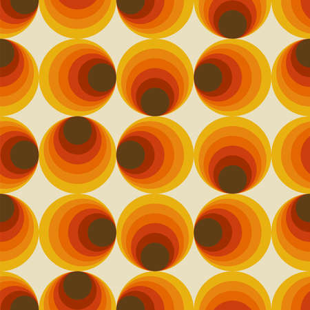 Vector Colorful abstract retro seamless geometric pattern. 70s 60s style trendy textureのイラスト素材