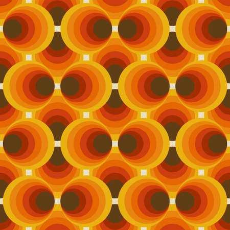 Vector Colorful abstract retro seamless geometric pattern. 70s 60s style trendy textureのイラスト素材