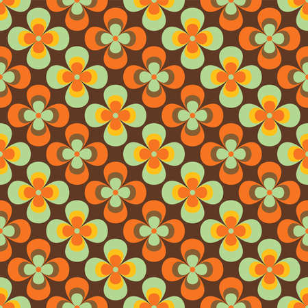 Retro vector seamless background. Daisy flower seamless vector pattern in minmalistic 70s styleのイラスト素材