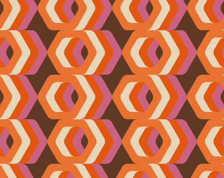 Retro seamless pattern from the 50s, 60s, 70s. Seamless abstract Vintage background in sixties hippie style. Vector illustrationのイラスト素材