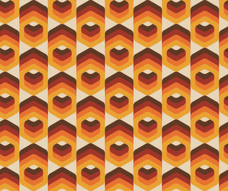 Vector seamless trendy texture in retro 70s wallpaper style. Modern patternのイラスト素材