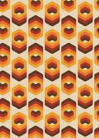 Vector seamless trendy texture in retro 70s wallpaper style. Modern patternのイラスト素材