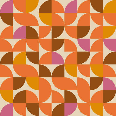 Abstract seamless geometric pattern - bauhaus style print design - simple repeating lines and shapes mosaic backgroundのイラスト素材