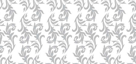Wallpaper in the style of Baroque. A seamless vector background. Gray and white texture.のイラスト素材
