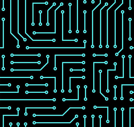 Technology background with micro circuit board. Seamless high tech pattern. IT texture. Stock vector illustration.のイラスト素材