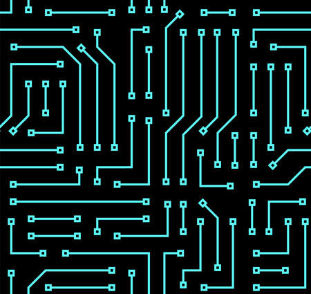 Technology background with micro circuit board. Seamless high tech pattern. IT texture. Stock vector illustration.のイラスト素材