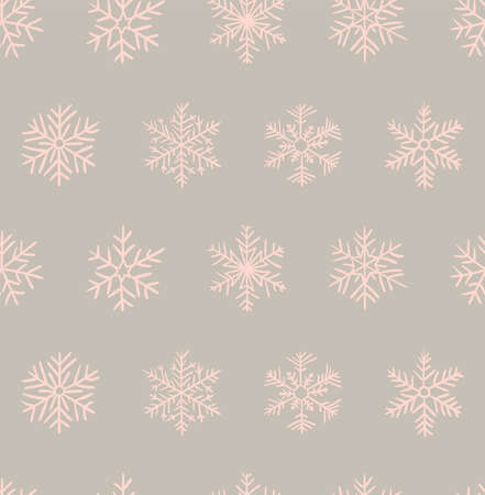 Seamless snowflake Christmas pattern. Winter holiday texture, snowfall doodle hand drawn background.のイラスト素材