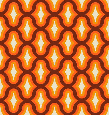 Seamless geometric vintage wallpaper in 70s 60s trendy style. vector illustrationのイラスト素材