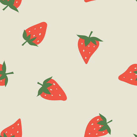 Strawberries hand drawn seamless pattern. Vector backgroundのイラスト素材
