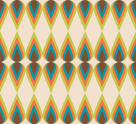 Retro summer 70s rainbow stripes pattern. Retrowave 80s art retro rainbow illustration. Seamless vector background. turquoise and orange retro colors 1970s. Abstract geometric background.のイラスト素材