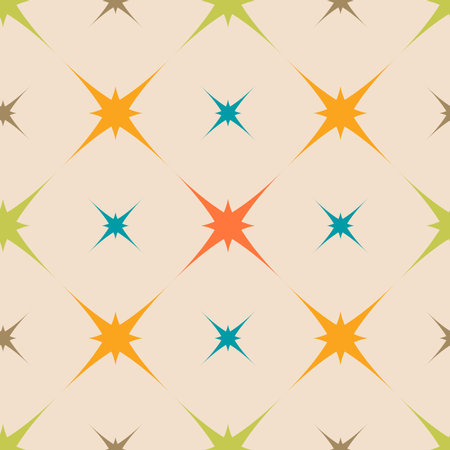 50s Mid Century Modern Seamless colorful Pattern. Retro vintage abstract geometric backgroundのイラスト素材