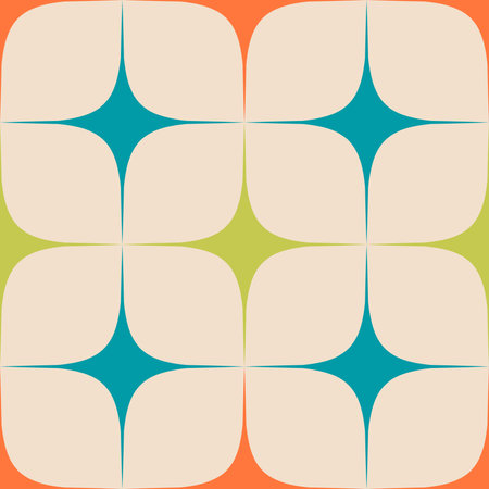 50s Mid Century Modern Seamless colorful Pattern. Retro vintage abstract geometric backgroundのイラスト素材