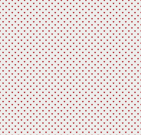 Seamless polka dot red pattern with hearts. Vector Valentines day wedding wrapping love textureのイラスト素材