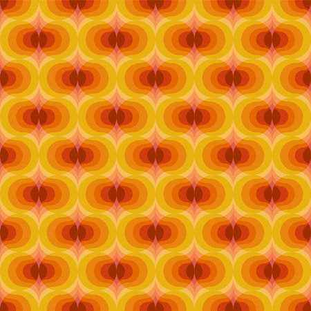 70s retro seamless pattern. Vector vintage colorful groovy texture. Geometric 60s background illustrationのイラスト素材