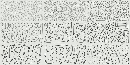 Big vector set of useful hand drawn doodle arrows. Vector illustration.のイラスト素材