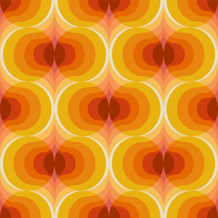 70s retro seamless pattern. Vector vintage colorful groovy texture. Geometric 60s background illustrationのイラスト素材