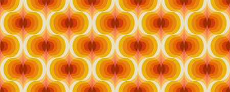 70s retro seamless pattern. Vector vintage colorful groovy texture. Geometric 60s background illustrationのイラスト素材