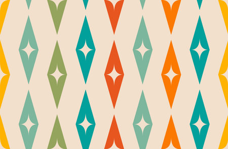 Mid-century modern atomic age background in teal and orange. Ideal for wallpaper and fabric design.のイラスト素材