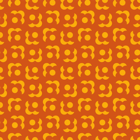 Retro Seamless Floral Pattern in Blue and Beige. 50s Mid Century Modern Vector Pattern. Vintage 1970s 1960s ornamental textureのイラスト素材