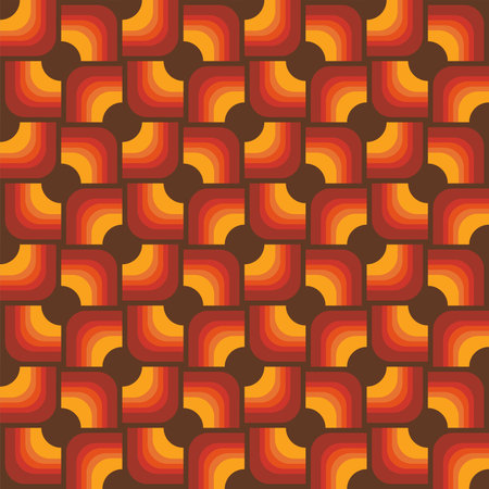Seamless geometric vintage retro pattern in 1970s style. Colorful groovy wallpaper, vector illustrationのイラスト素材