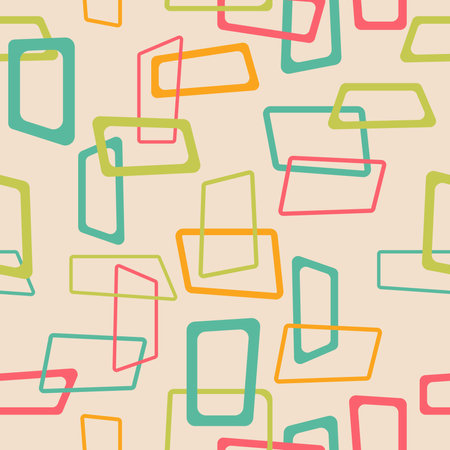 Retro Vector Abstract Atomic Era Seamless Pattern. 1950s 1960s 1970s modern abstract texture. Mid Century Styleのイラスト素材