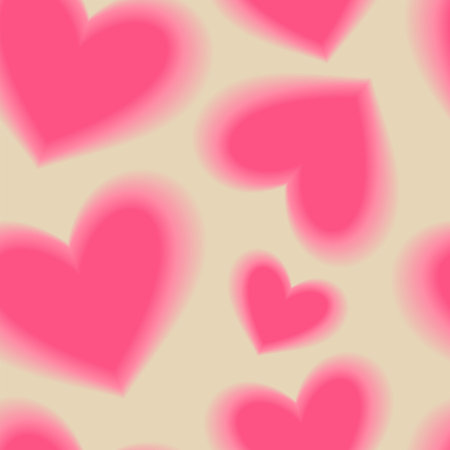 Groovy Hearts Seamless Pattern. Psychedelic Distorted Vector Background in 1970s-1980s Hippie Retro Style for Print on Textile, Wrapping Paper, Web Design and Social Media. Pink and Purple Colors.のイラスト素材