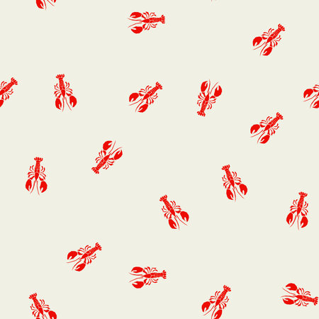 Lobster all over print pattern repeat. Seamless red lobsters sea backround. Summer trendy backgroundのイラスト素材