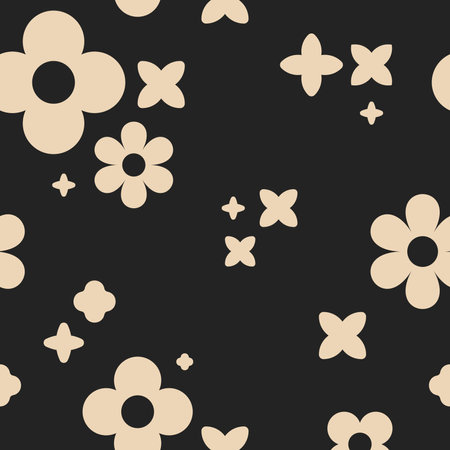 Vector seamless background. Minimalistic abstract floral pattern. Modern print in black and white color. Ideal for textile design, screensavers, covers, cards, invitations and posters.のイラスト素材
