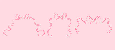 Valentine coquette clipart, cute, y2k, coquette aesthetic, bows clipart, crafts Bows, pink ribbon, Pink Coquette Ribbon Clipart Gift bow clipart Fashion Decoration vintage valentine giftのイラスト素材