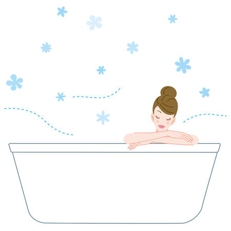Image of the woman who relaxes by bathing and the fragranceの写真素材