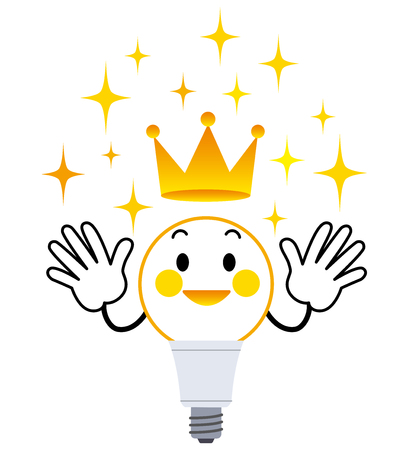 The character of the light bulb with crownのイラスト素材