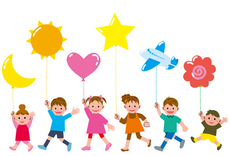 Balloon and childrenの写真素材