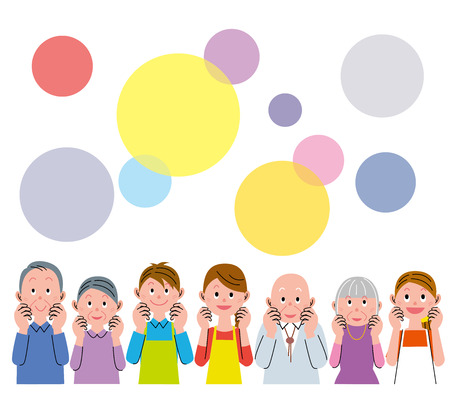 Speech bubble with people of happy expressionのイラスト素材