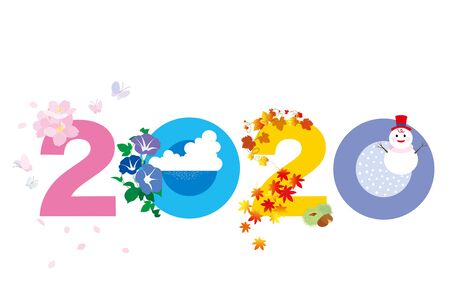 2020 new year's cardのイラスト素材