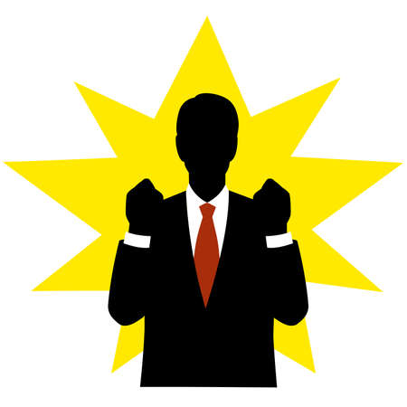 Silhouette of the man of the pose to try hardのイラスト素材