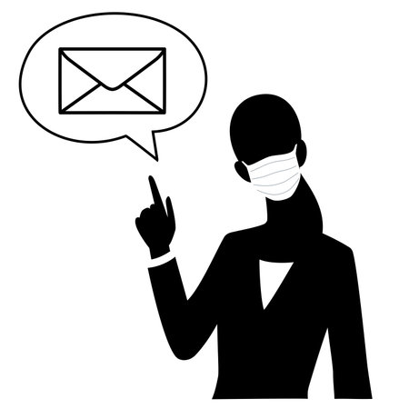 Silhouette of the woman wearing a mask to show a mailのイラスト素材