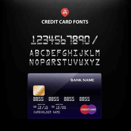 Templates of credit cards fonts design with a polygon background, Isolatedのイラスト素材