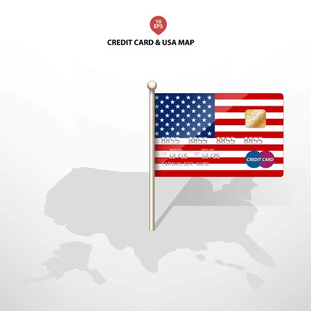 USA Map with American flag as credit card designのイラスト素材
