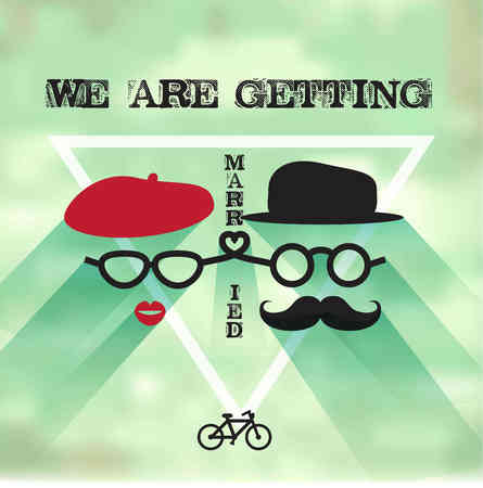 We are Getting Married Hipster wedding invitationのイラスト素材