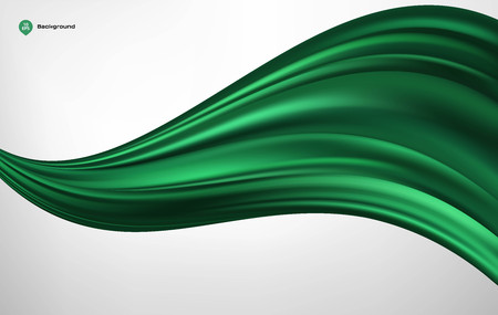 Abstract vector green wave silk or satin fabric on white background for grand opening ceremony or other occasionのイラスト素材