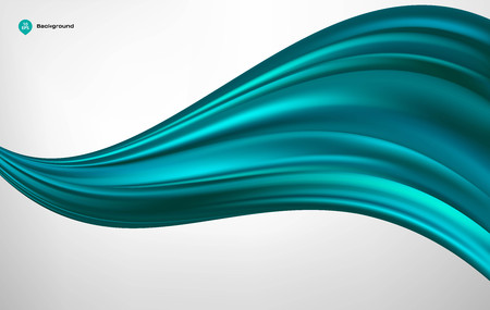 Abstract vector turquoise wave silk or satin fabric on white background for grand opening ceremony or other occasionのイラスト素材