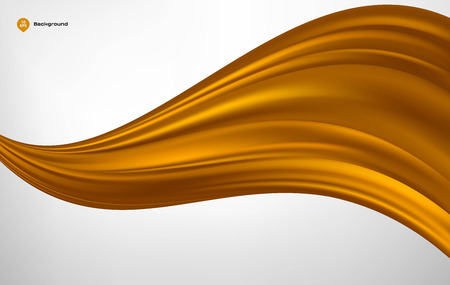 Abstract vector yellow wave silk or satin fabric on white background for grand opening ceremony or other occasionのイラスト素材