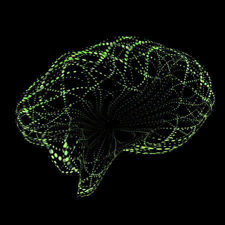 Vector brain Consisting of Points. Abstract brain shape Grid. Technology Style. Dots Networksのイラスト素材
