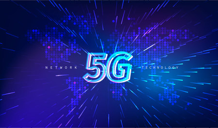 5G Technology concept with world map digital background