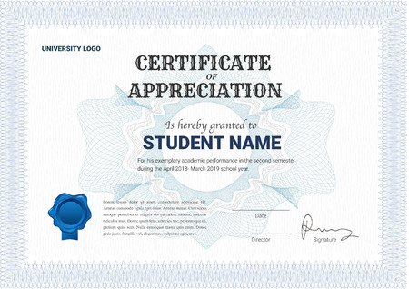 Certificate or diploma template with guilloche style in vector illustrationのイラスト素材