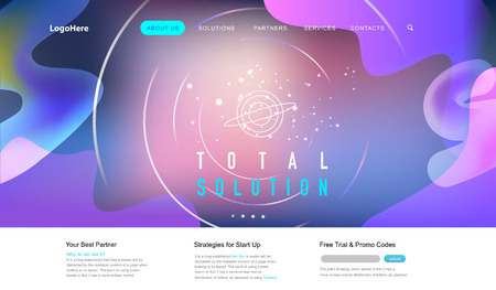 Vector space background with place landing page with total solution texts. Website template for startup business or technology company.のイラスト素材