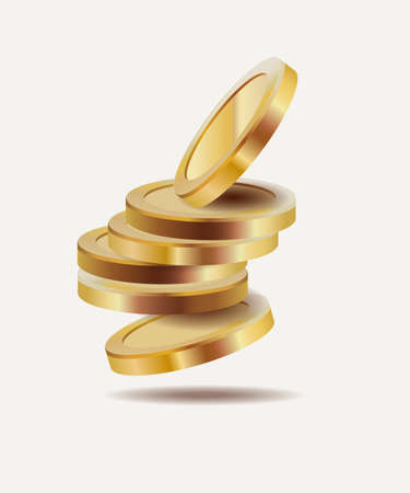 Shiny realistic gold coins, great for promotion banner or game background.のイラスト素材