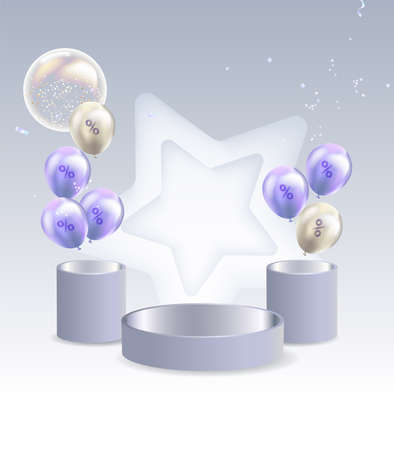 Realistic sale background with balloons.のイラスト素材
