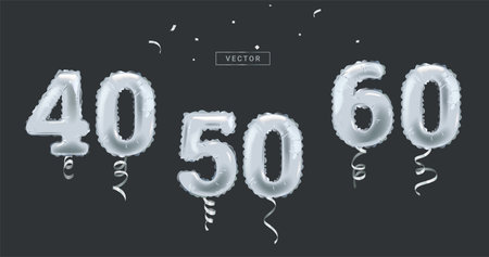 Realistic number balloons, are great for birthdays, anniversaries, weddings, and marketing promotions.のイラスト素材